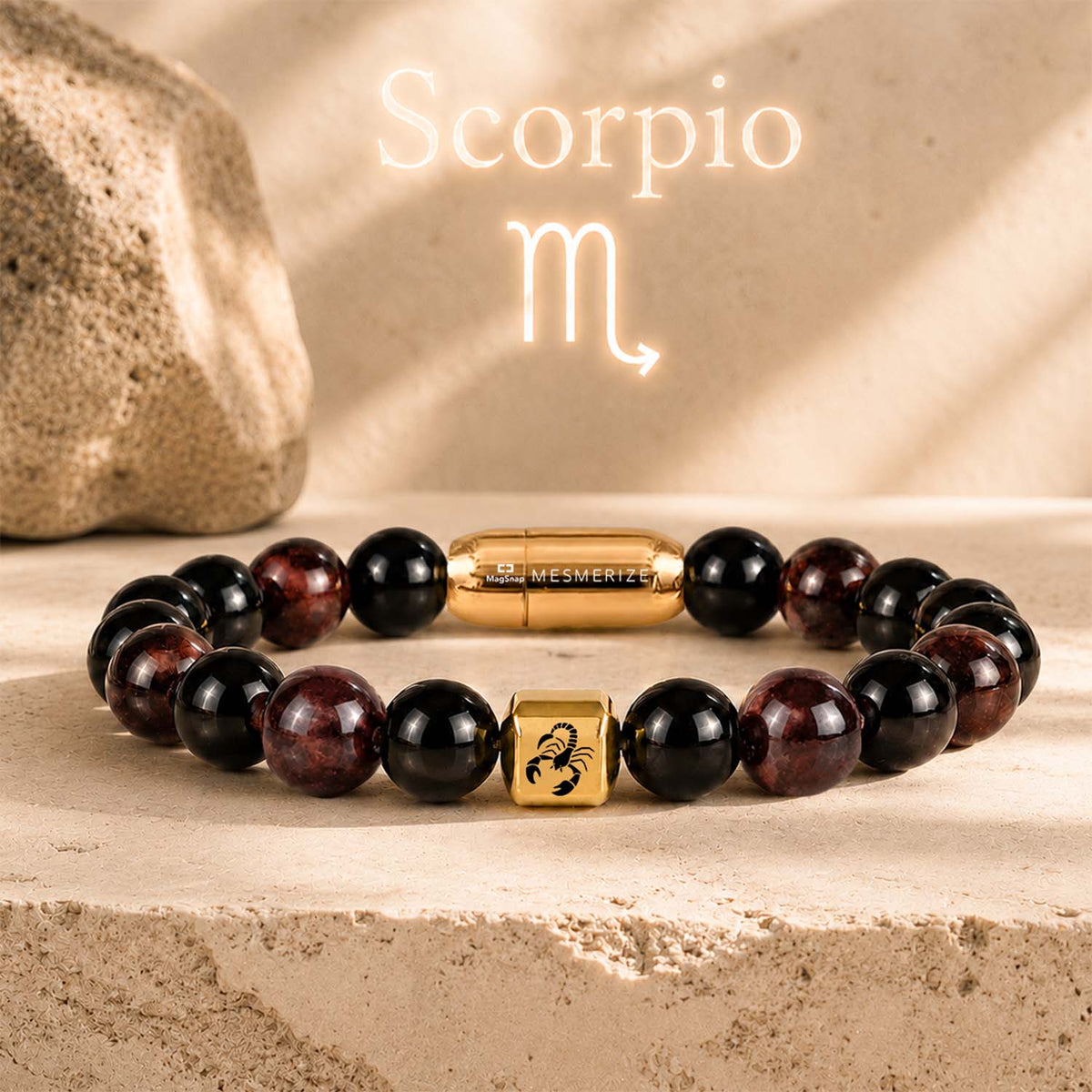 Scorpio (Vrishchik) Zodiac Stone Bracelet with MagSnap 2
