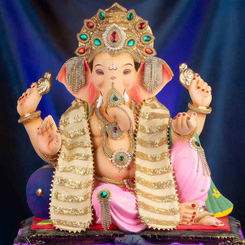 Gold Sequined Uparna/Khes for Ganpati Bappa