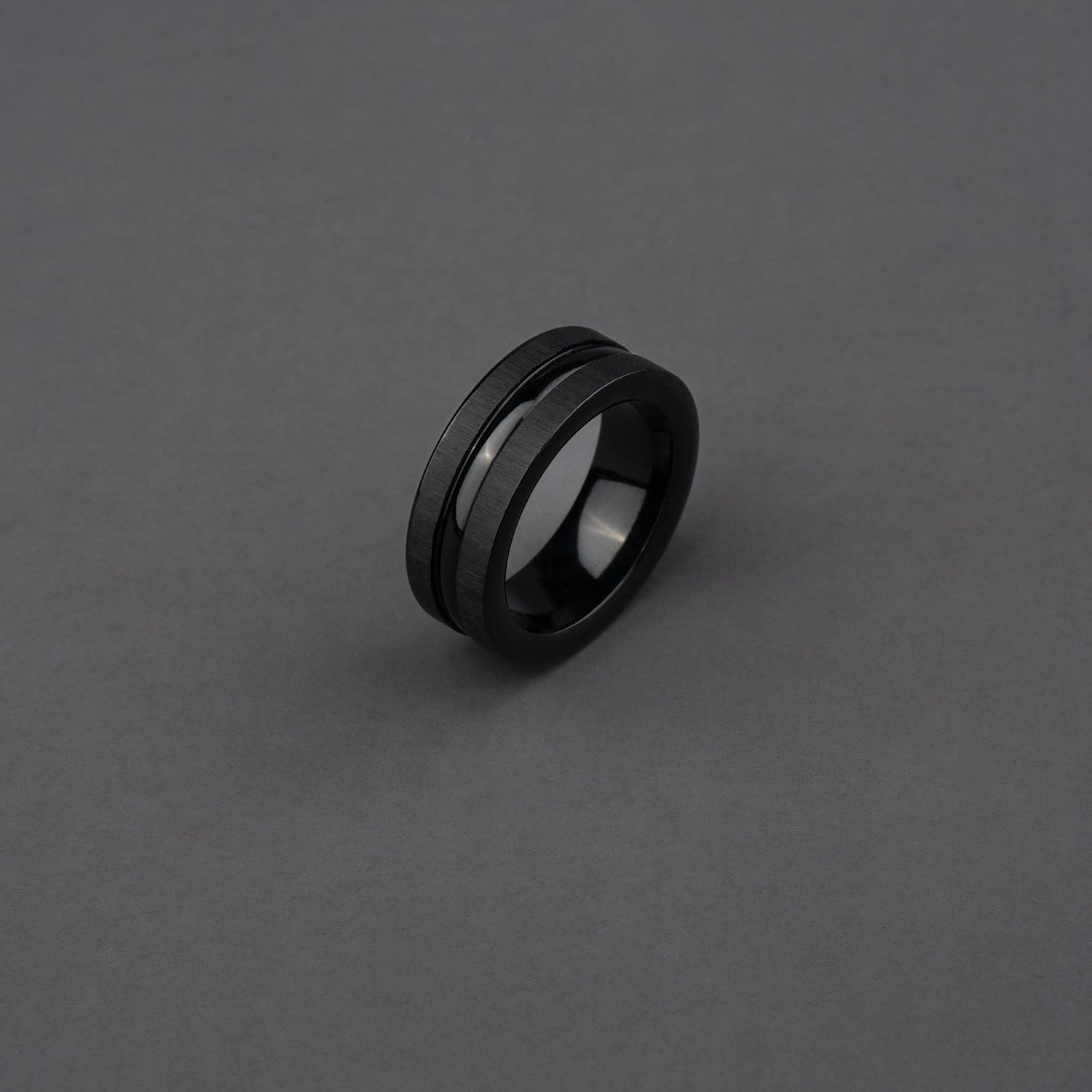 M Premium Jewellery Black Titanium Brushed Ring