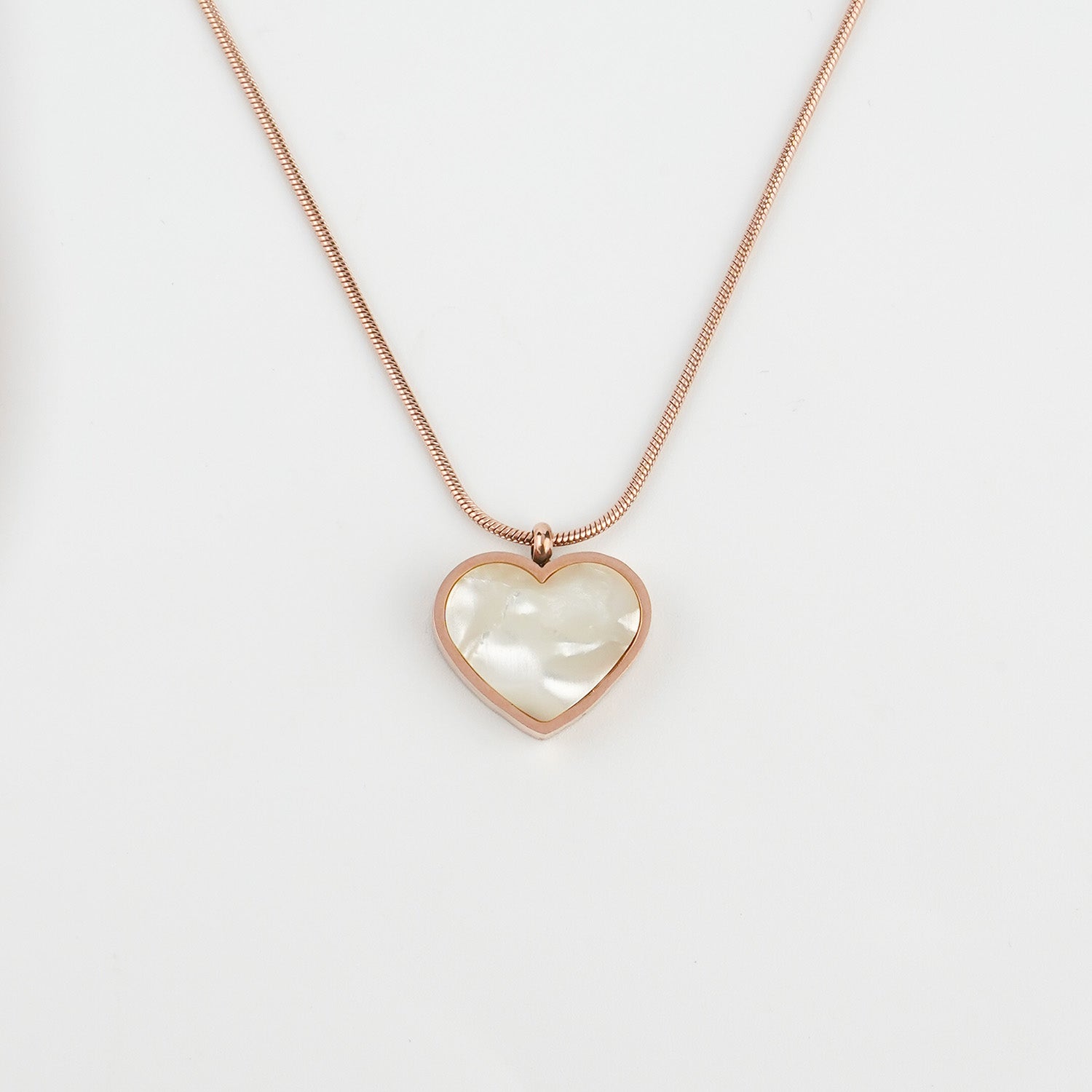 W Premium Jewellery Rose Gold Mop Heart Reversible Necklace