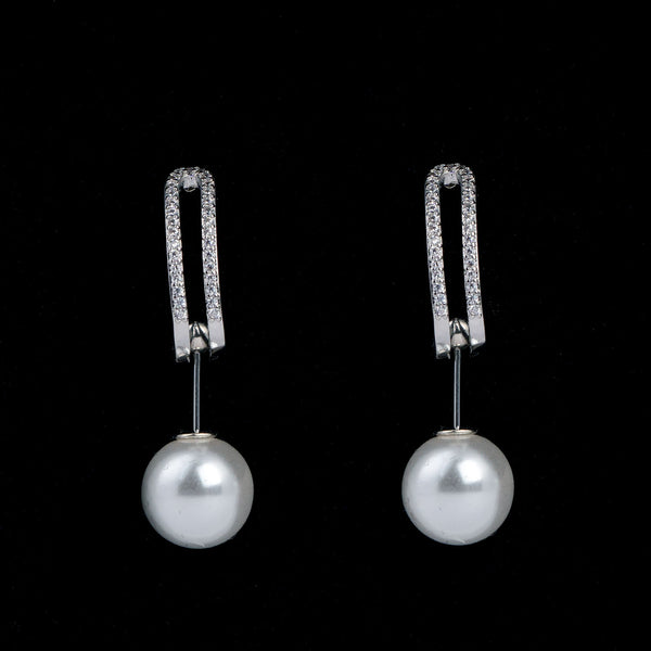 Silver 4 in 1 pearl earrings