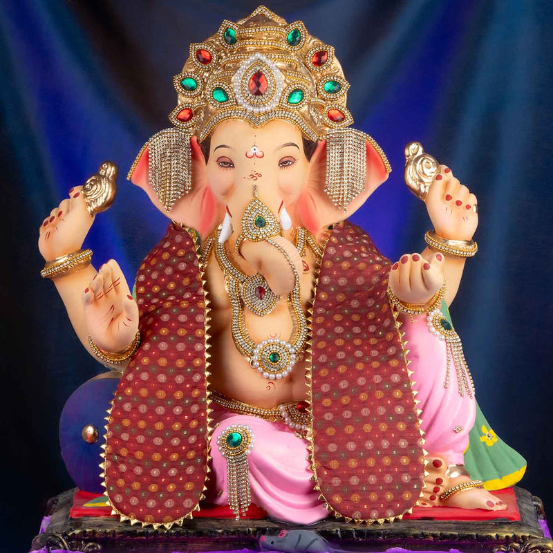 Maroon Festive Uparna/Khes for Ganpati Bappa