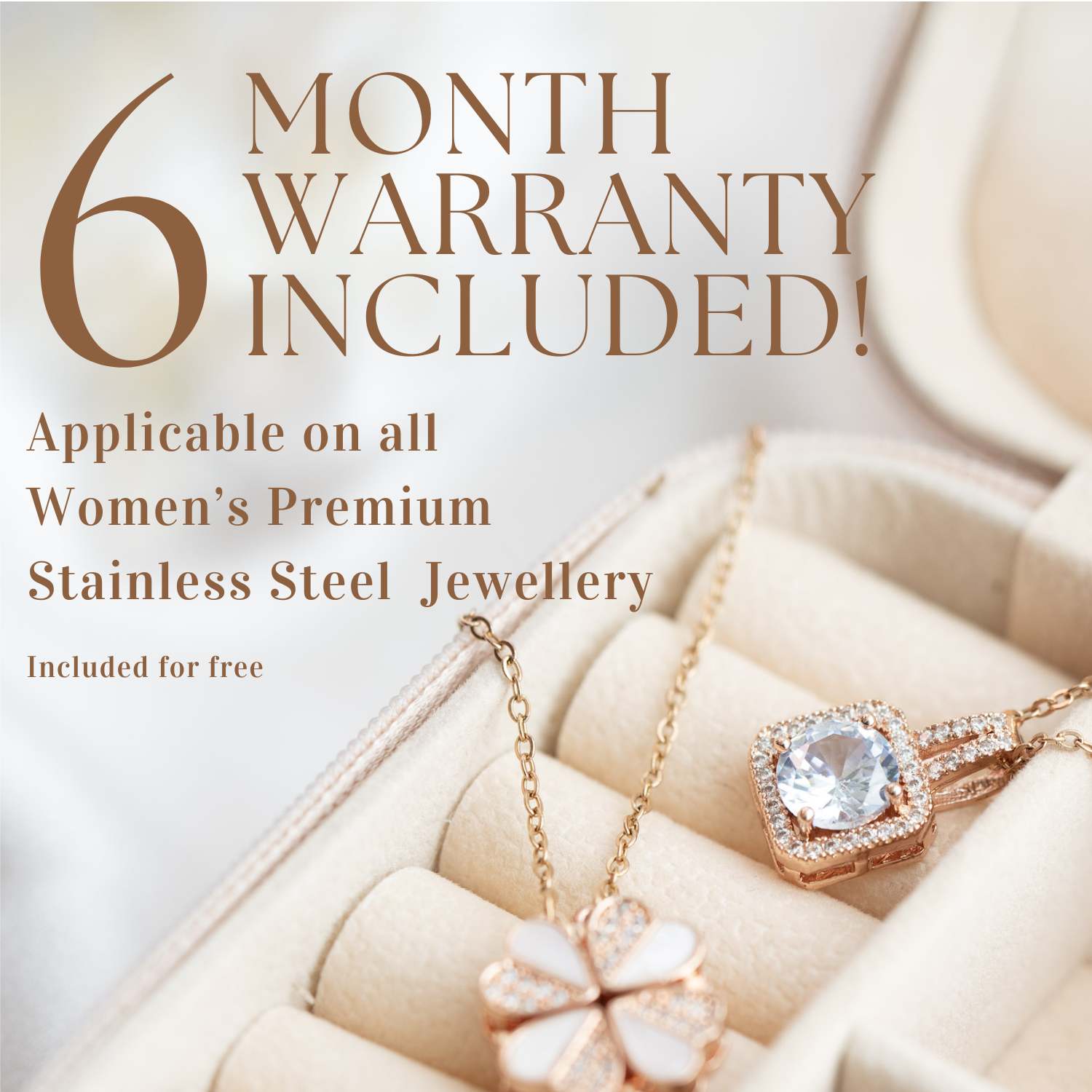 W Premium Jewellery Earrings 4 in 1 Pearl Rose Gold