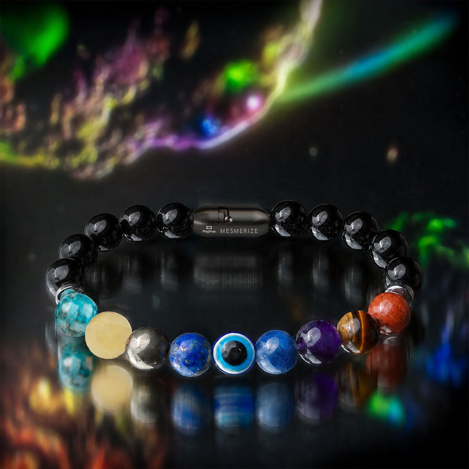 Natural Stone Jewellery Super 9 Chakra Natural Stone Bracelet with Magsnap
