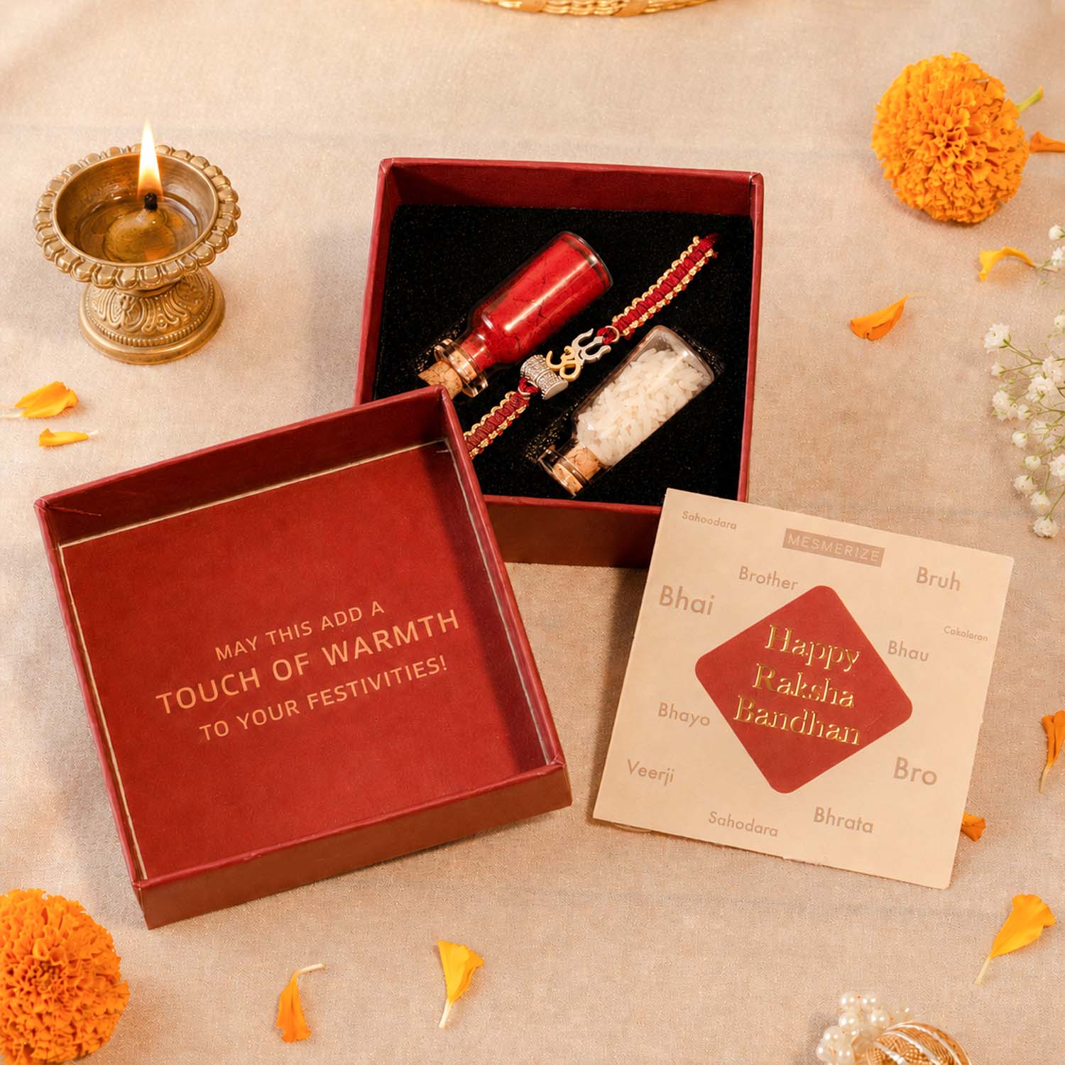 Om Trishul & Damru Pure Silver Plated Rakhi Hamper
