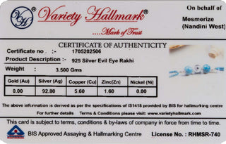 925 Evil Eye lab certificate 2