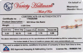 925 Silver Gold Om lab certificate 2