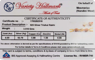 925 Silver Gold Trishul lab certificate 1