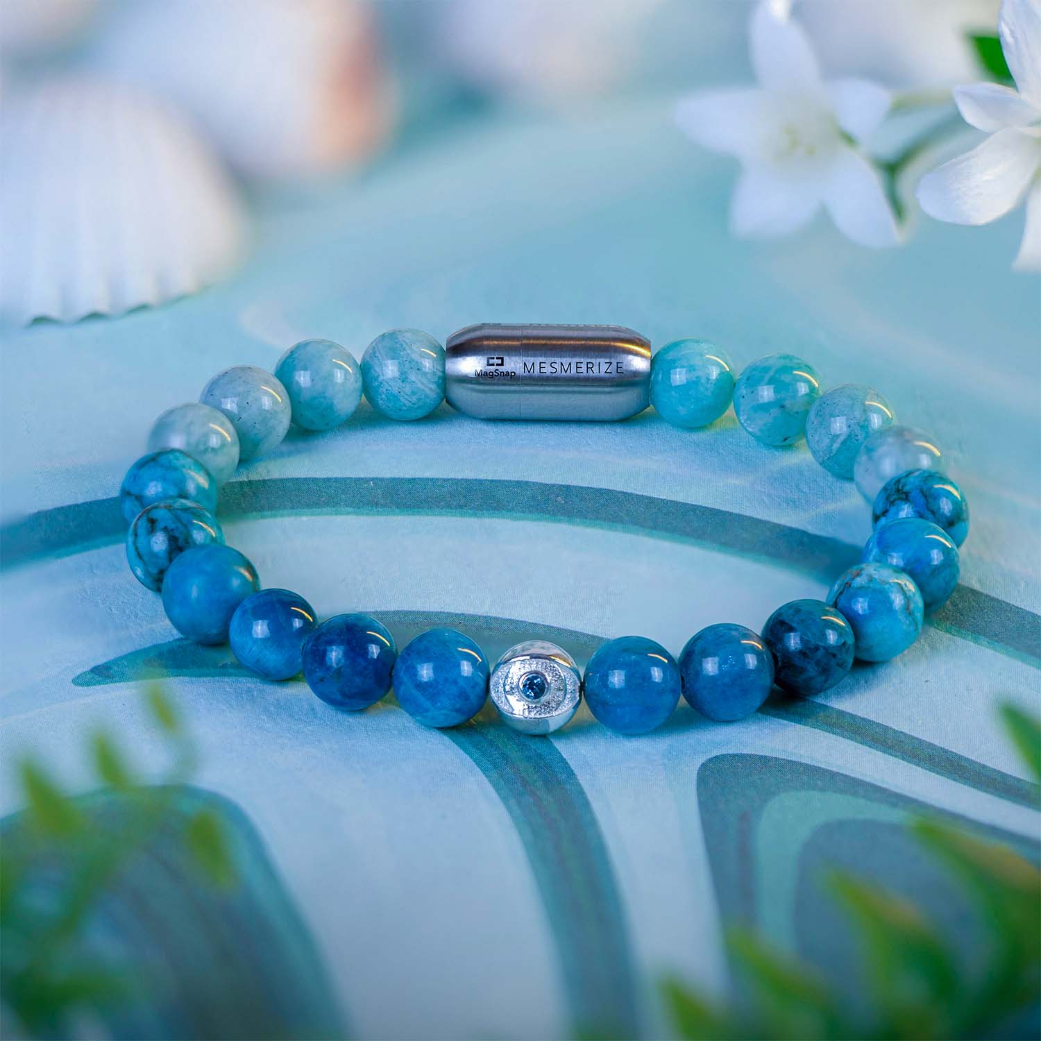 925 Sterling Silver Protective Evil Eye Natural Stone Bracelet with Magsnap2