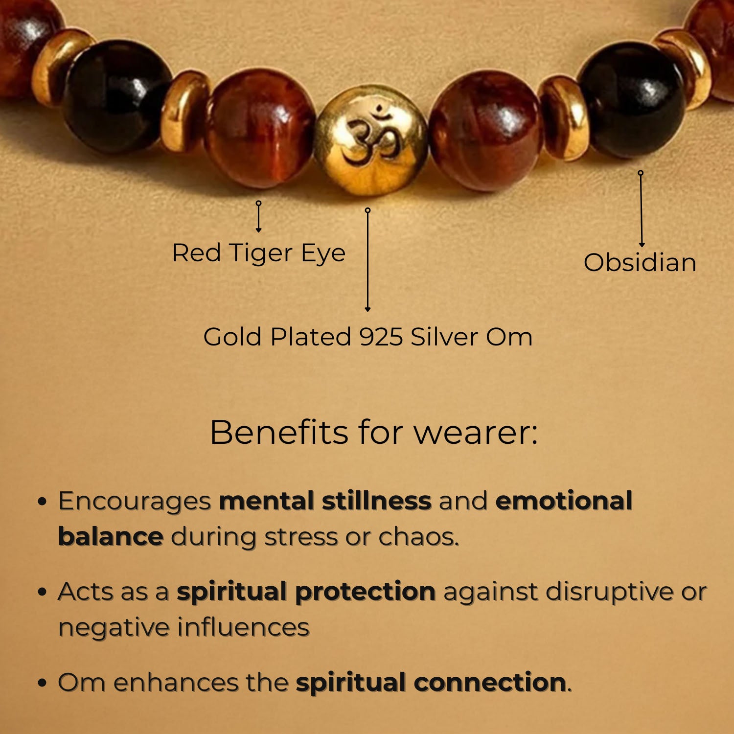 925 Sterling Silver Sacred Om Natural Stone Bracelet with MagSnap2