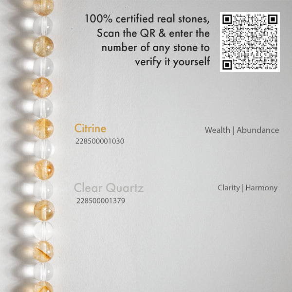 Abundance Citrine and Clear Quartz Natural Stone Bracelet With Magsnap For Women