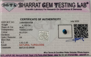 African Turquoise lab certificate 6