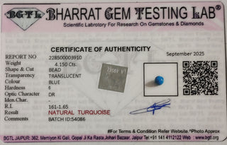 African Turquoise lab certificate 7