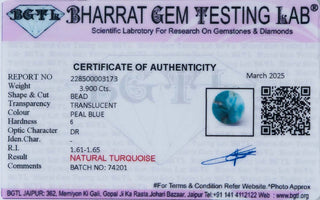 African Turquoise lab certificate 1