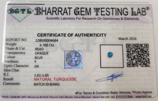 African Turquoise lab certificate 9
