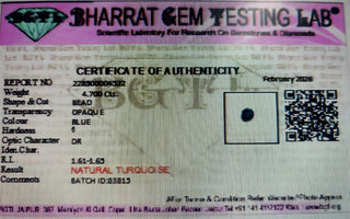 African Turquoise lab certificate 10
