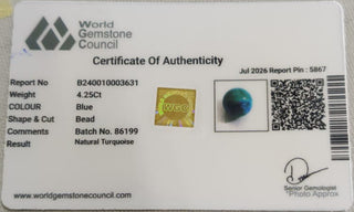 African Turquoise lab certificate 11