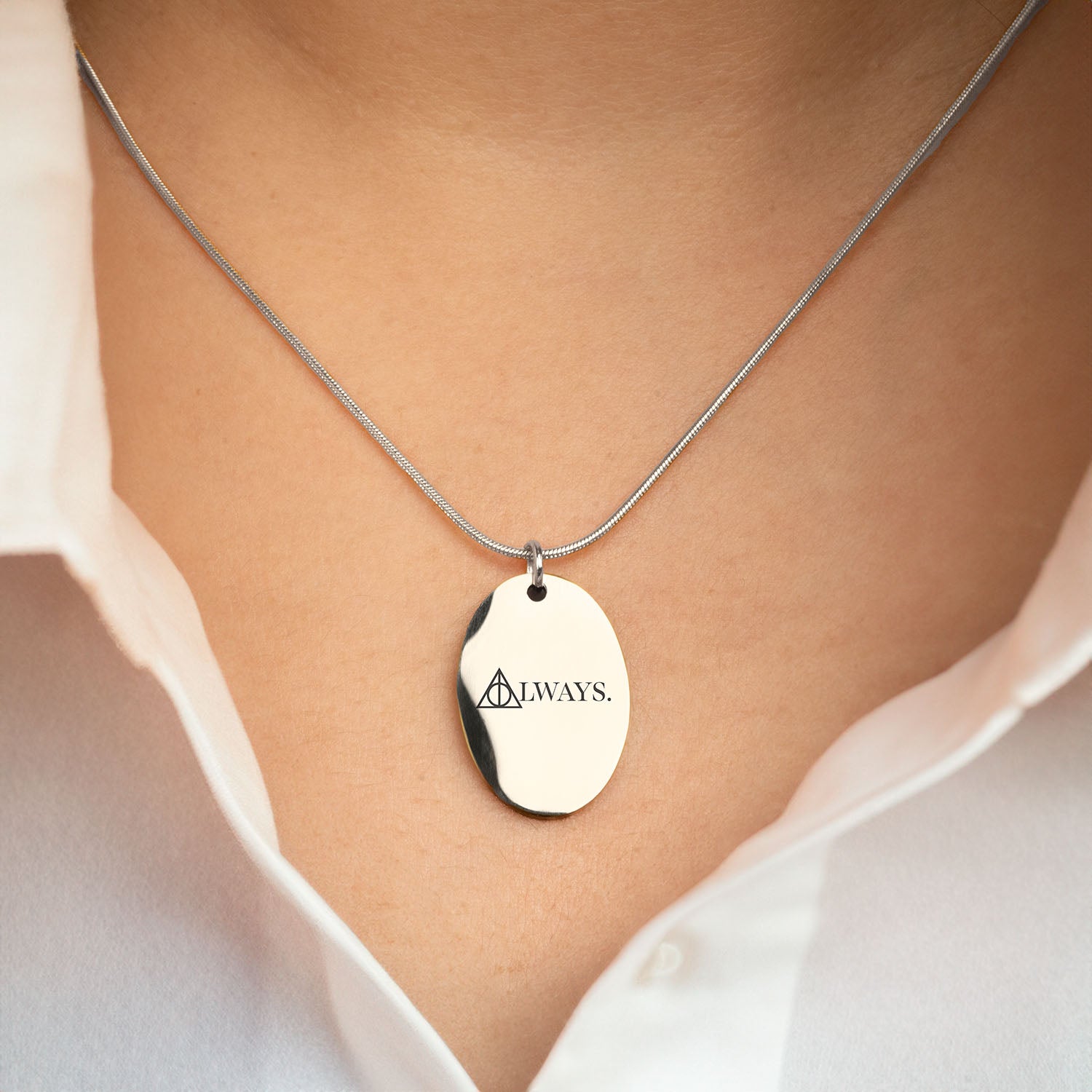 Always Oval Necklace Silver