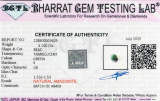 Amazonite lab certificate 4