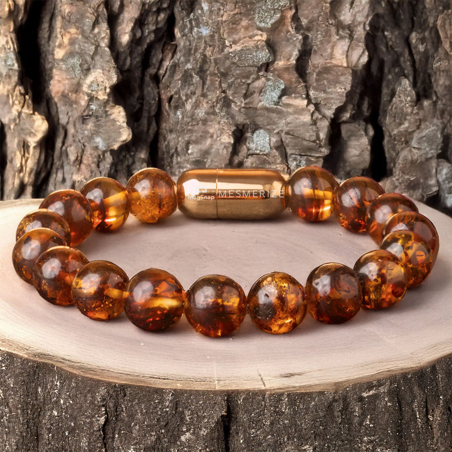 Celestial Warmth Amber Natural Stone Bracelet with Magsnap