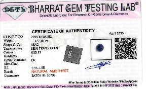 Amethyst lab certificate 2