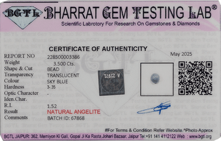 Angelite lab certificate 3