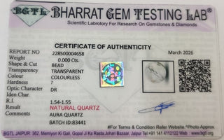 Aura Quartz lab certificate 4