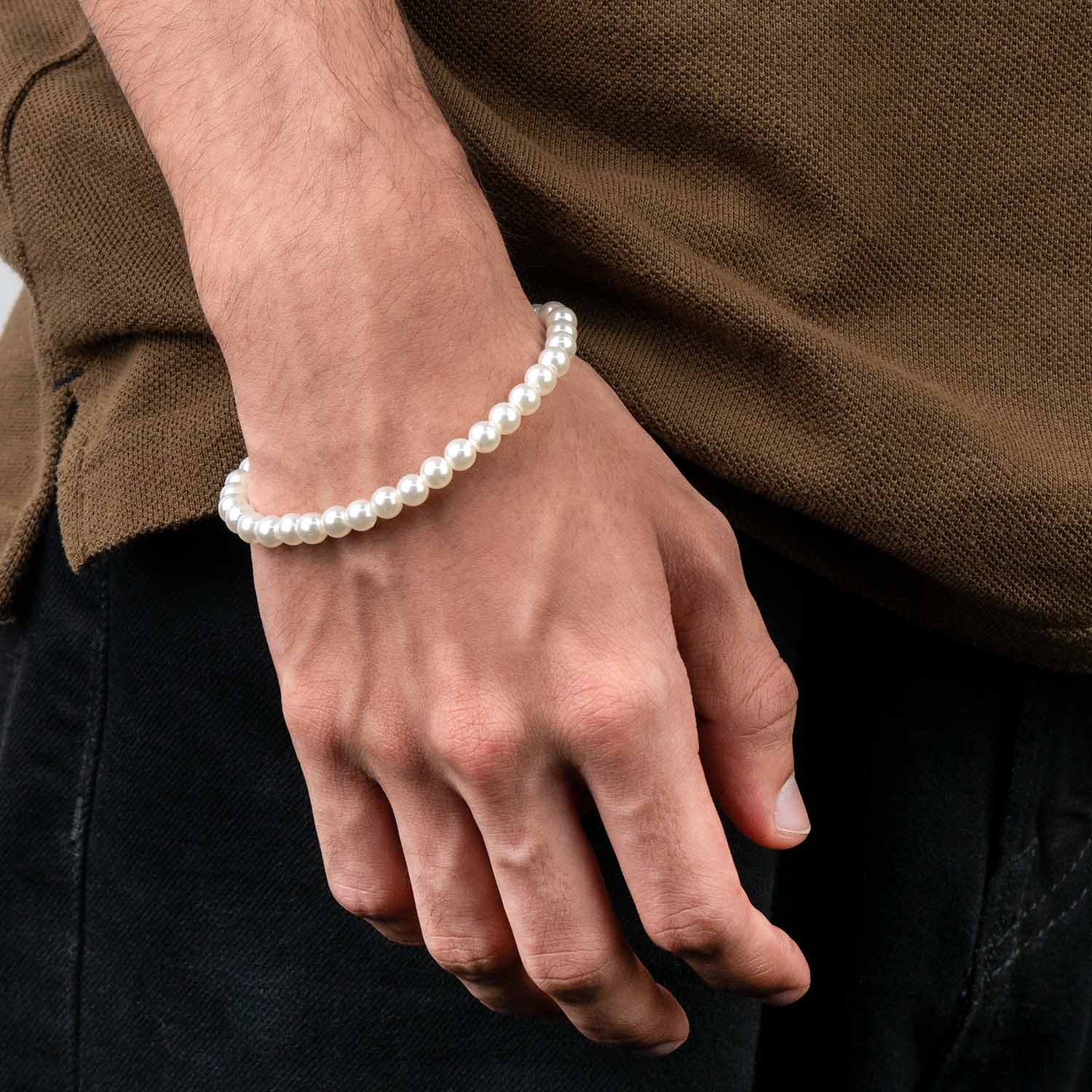 Beaded Pearl Bracelet For Men