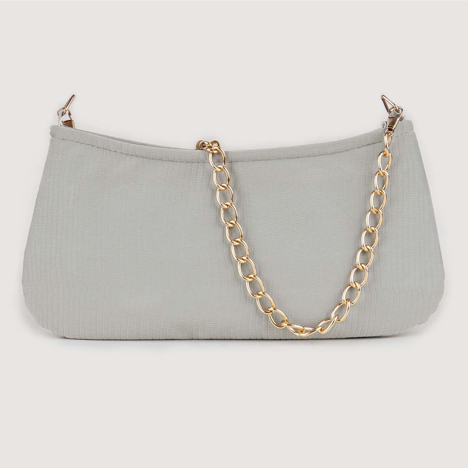 Silver Grey Soft Matte Baguette Bag