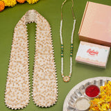Beige Sequinned Uparna/khes Luxury Hamper For Ganpati Bappa (Prepaid Only)