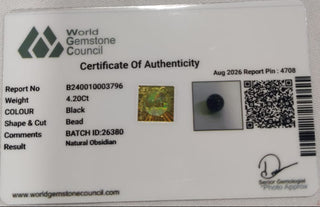 Black Obsidian lab certificate 10
