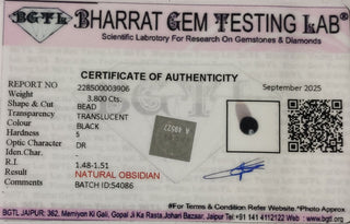 Black Obsidian lab certificate 4
