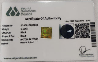 Black Spinel lab certificate 10