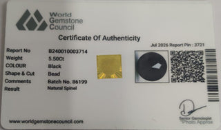 Black Spinel lab certificate 9