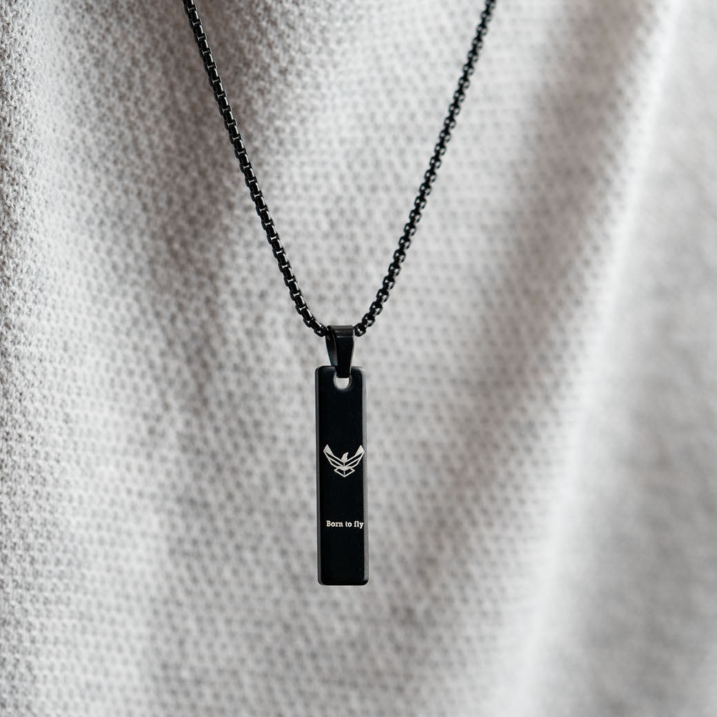 Black Airforce Combat Mini Bar Necklace