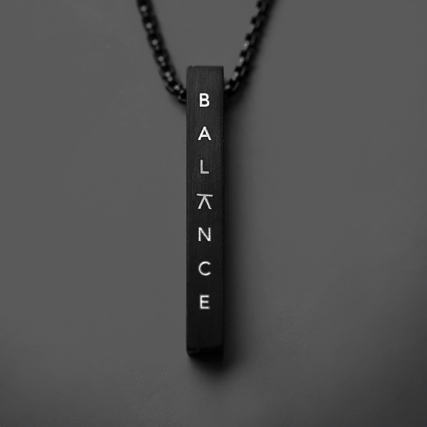Black Balance Motivational Bar Necklace