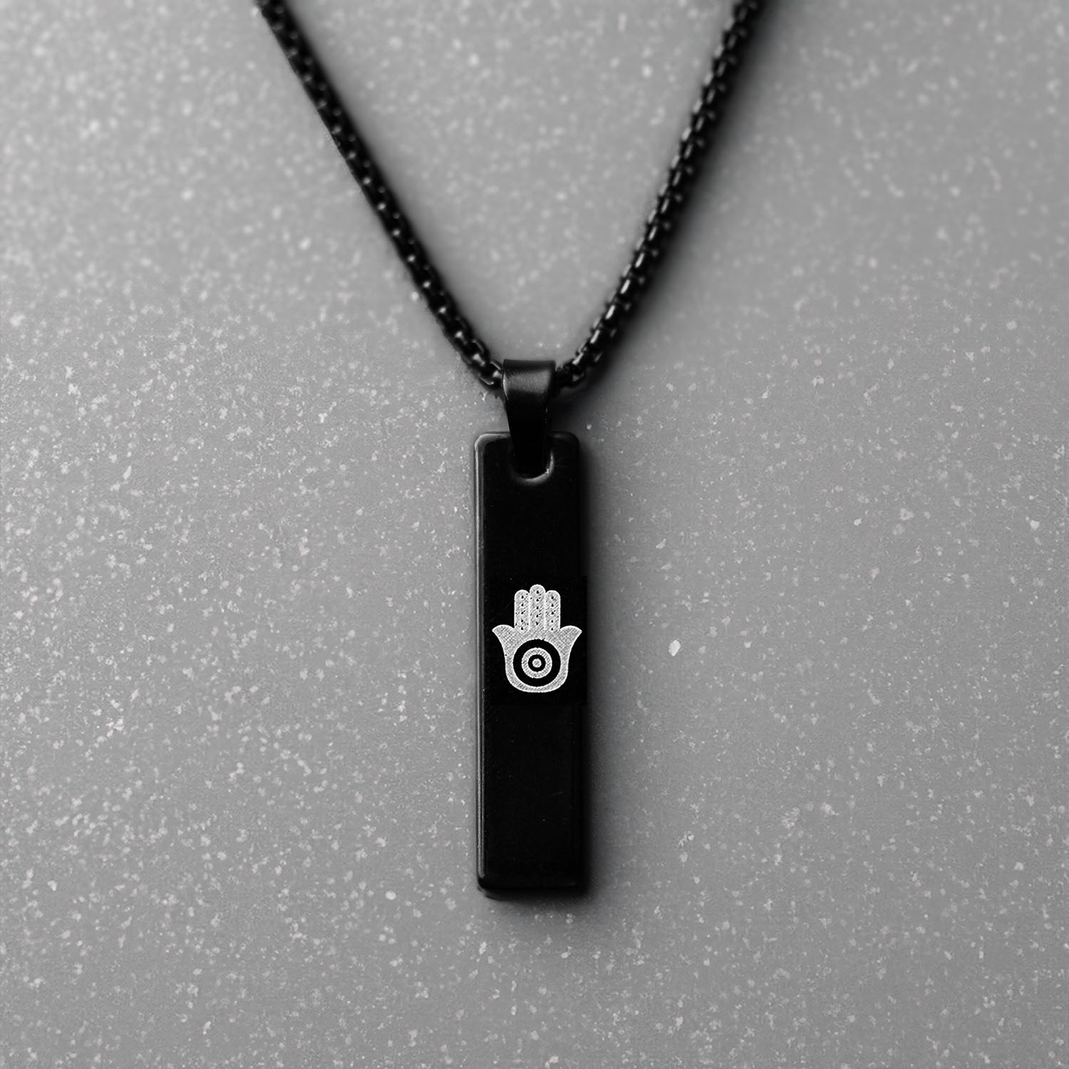 Black Evil Eye Spiritual Mini Bar Necklace