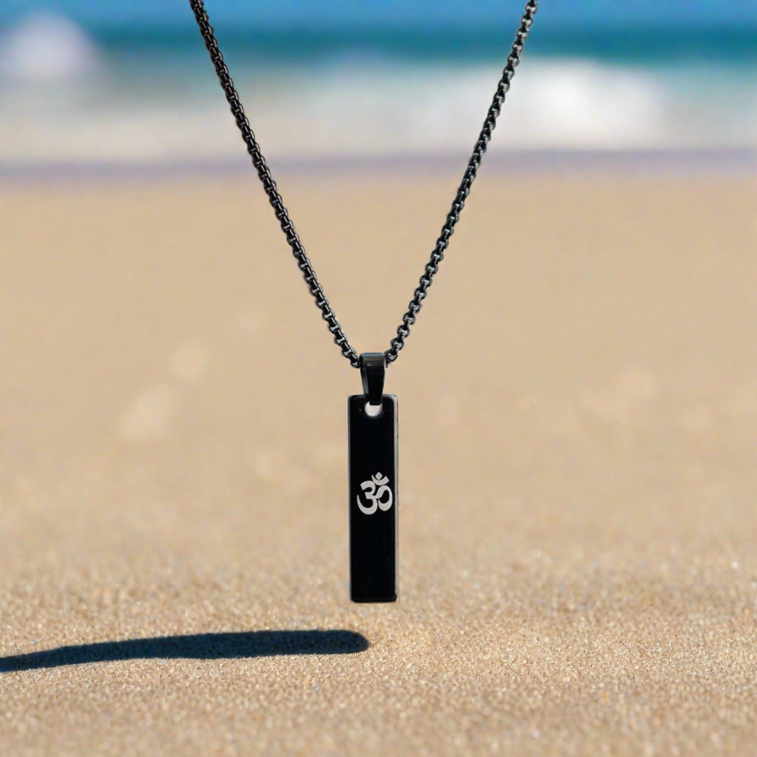 Black Om Spiritual Mini Bar Necklace