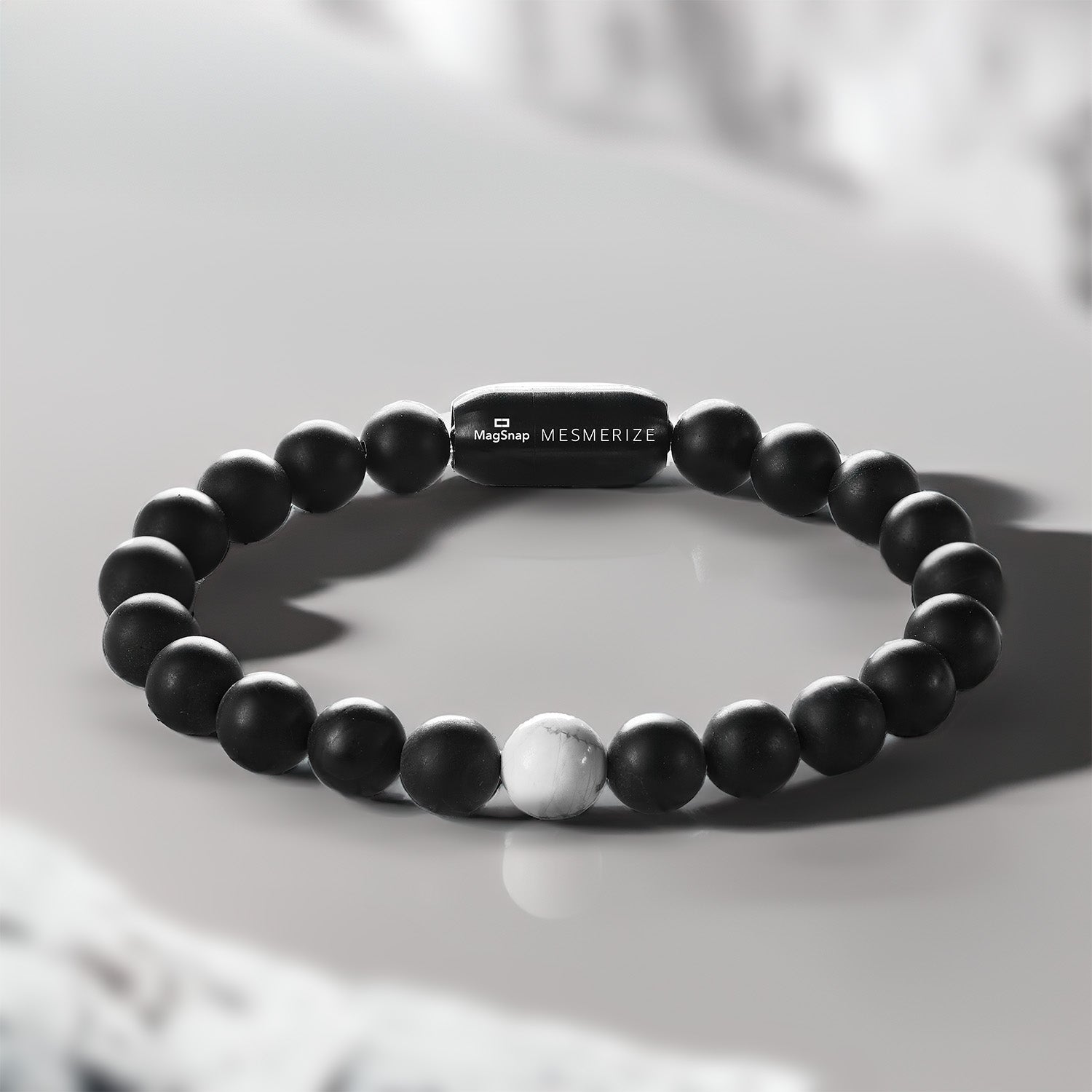 Natural Stone Jewellery Black Onyx and Howlite Bracelet With MagSnap