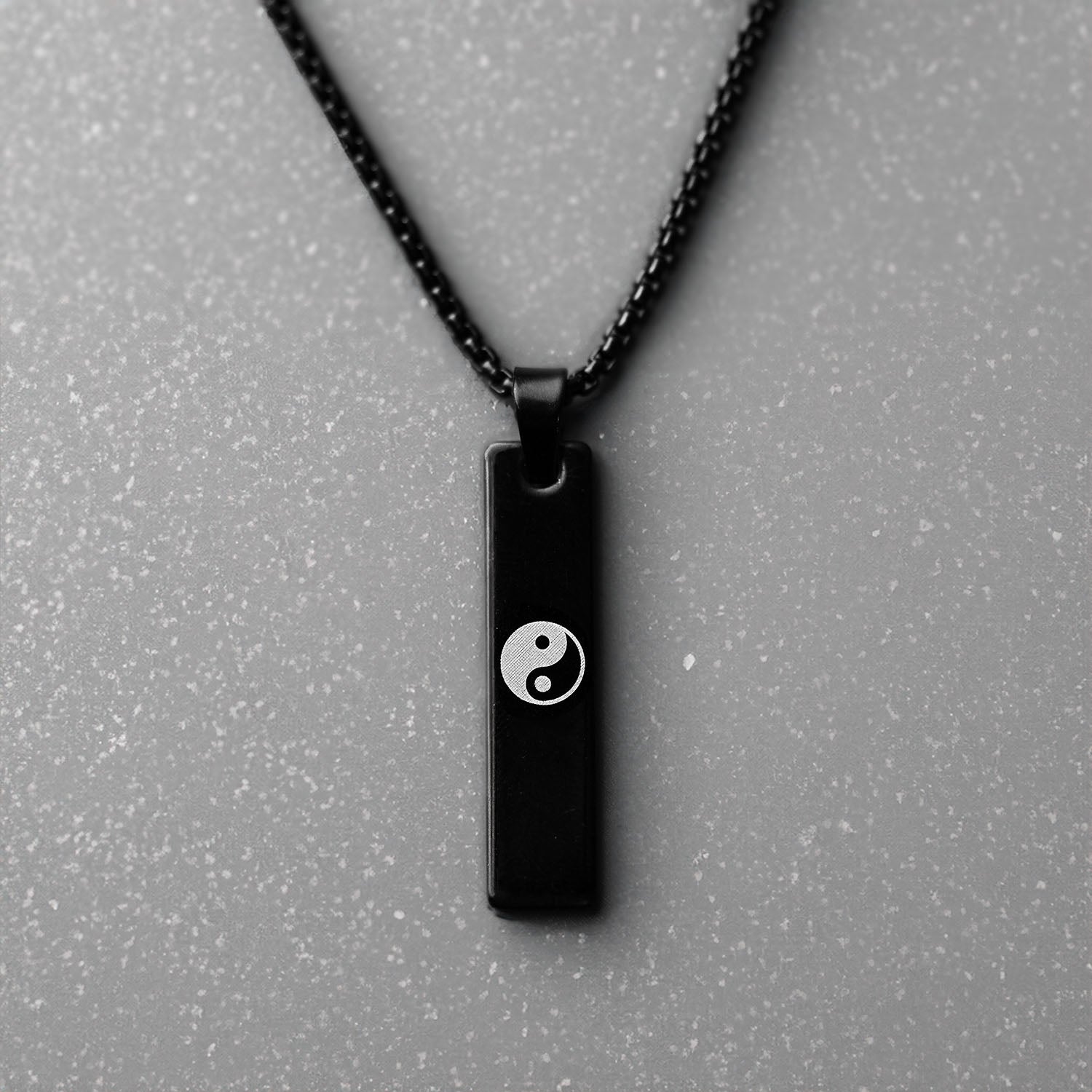 Black Yin Yang Spiritual Mini Bar Necklace