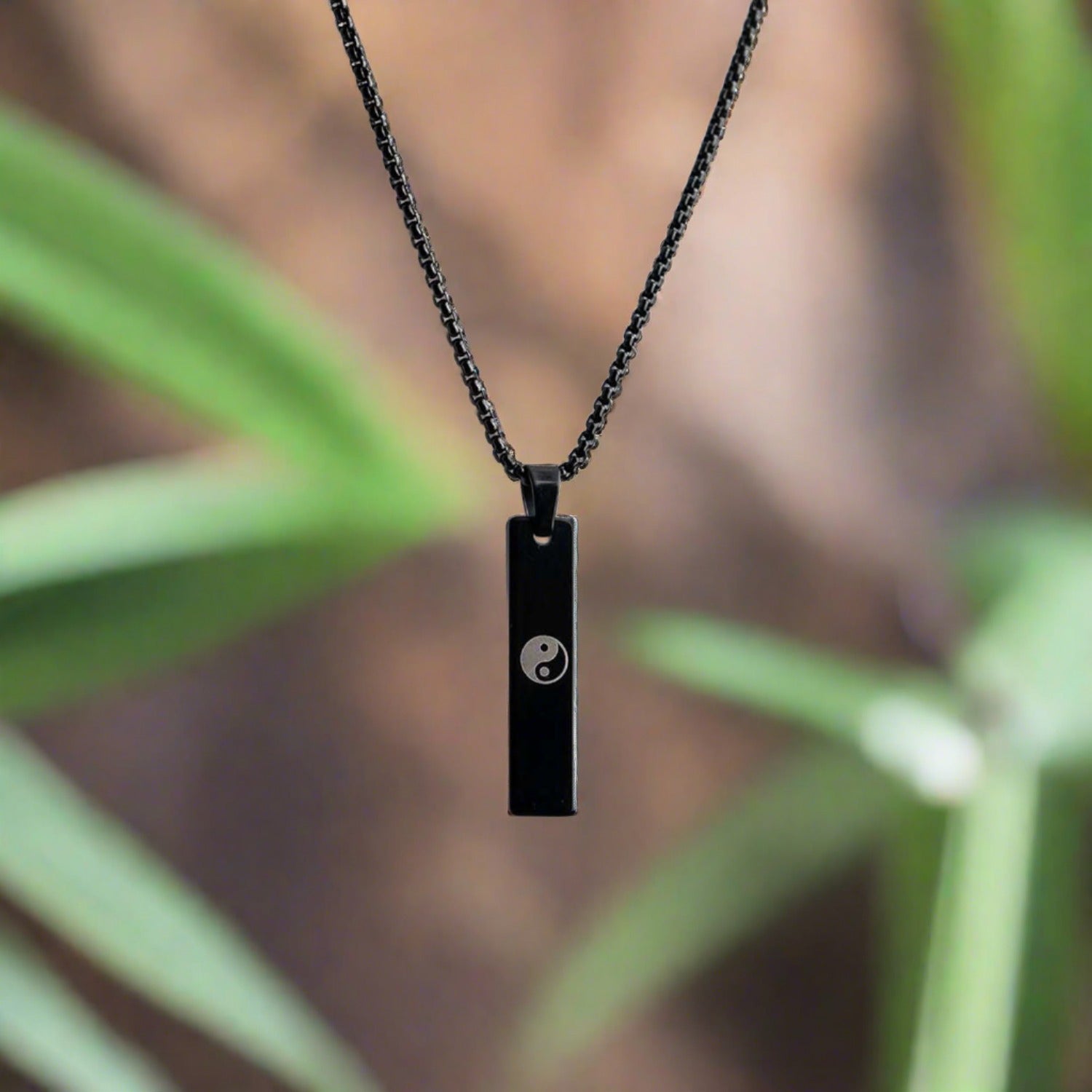 Black Yin Yang Spiritual Mini Bar Necklace