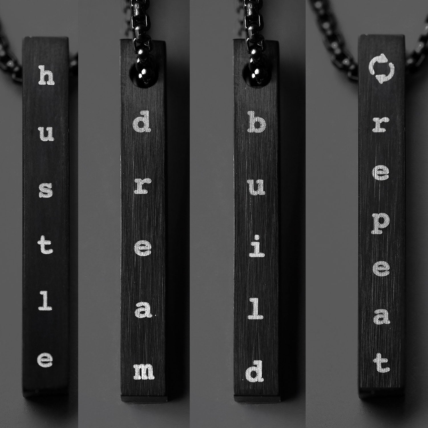 Black Hustle Motivational Bar Necklace