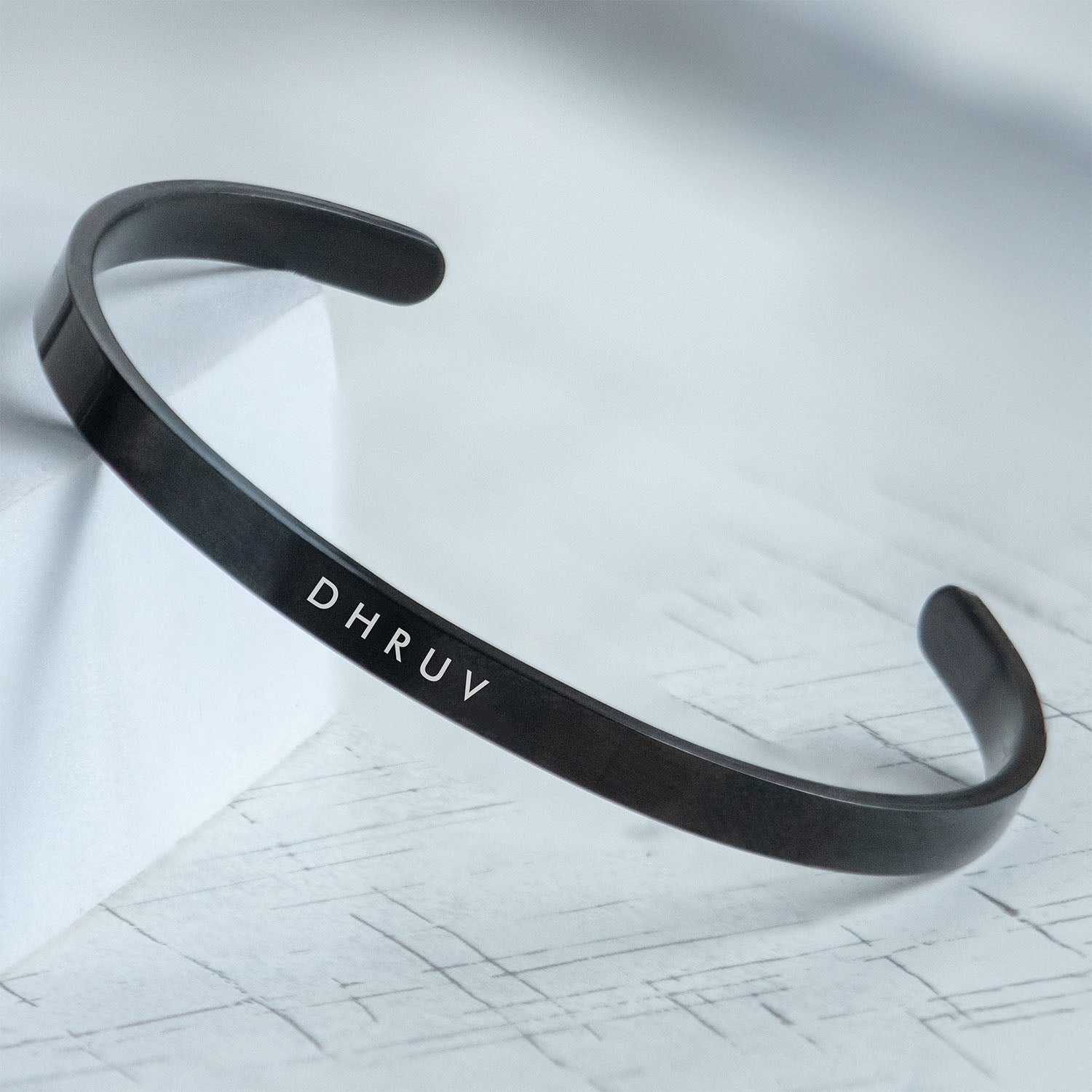 Personalised Black Cuff Kada Bracelet