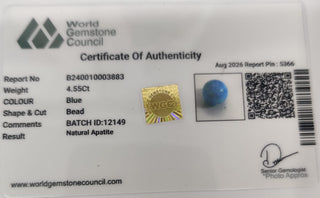 Blue Apatite lab certificate 12