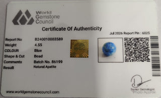 Blue Apatite lab certificate 11