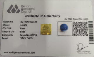 Blue Kyanite lab certificate 4