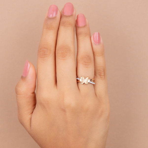 Butterfly Diamond Rose Gold Ring