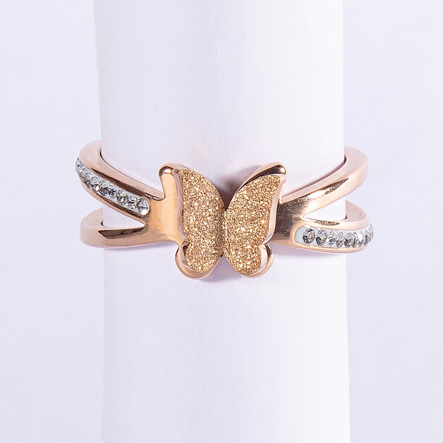 Butterfly Diamond Rose Gold Ring -Mesmerize India