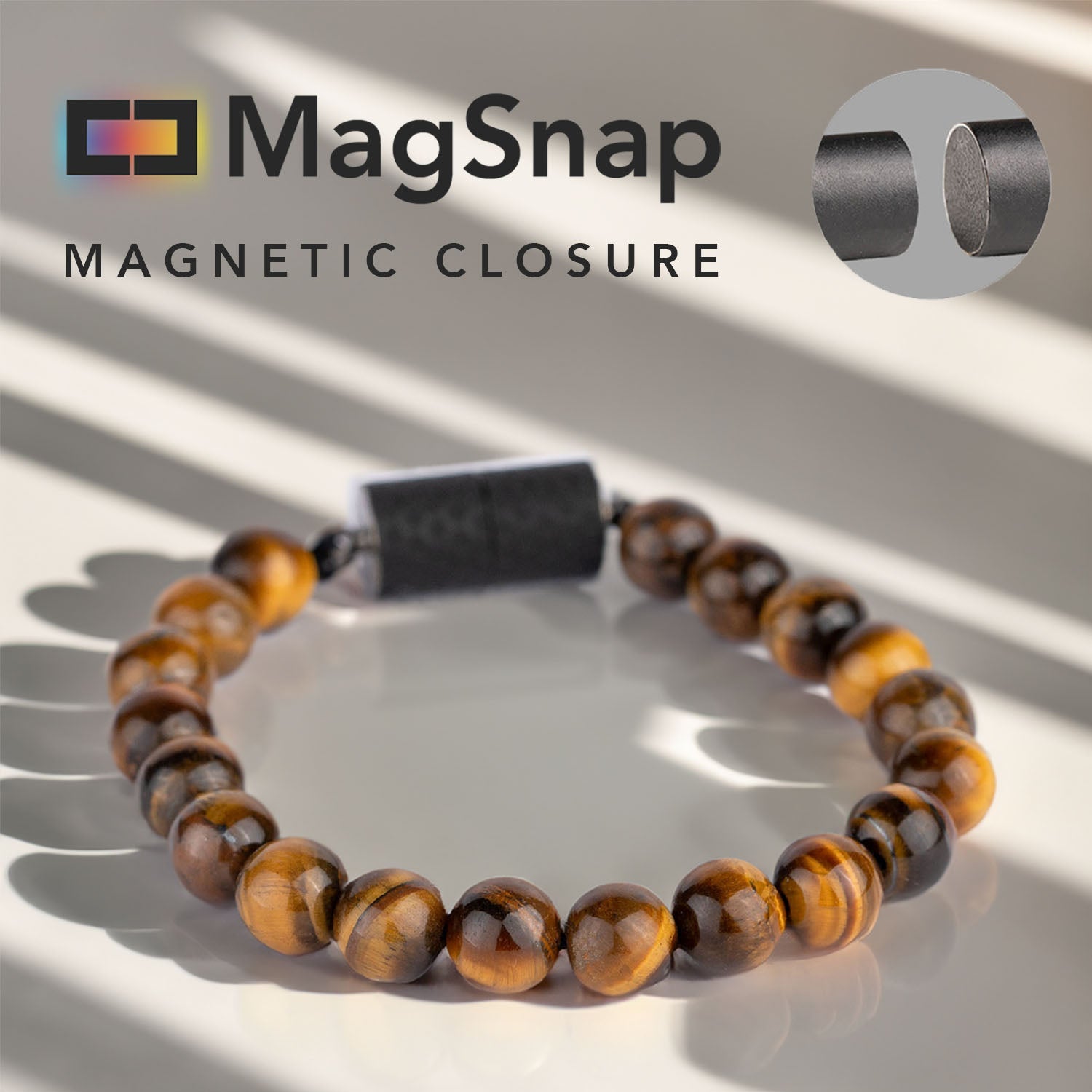 Natural Stone Jewellery Courageous Tiger Eye Natural Stone Bracelet With Magsnap