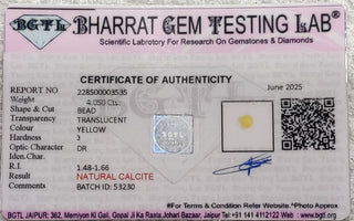 Calcite lab certificate 3
